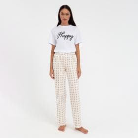 Брюки домашние женские KAFTAN Drops, размер 40-42, белые