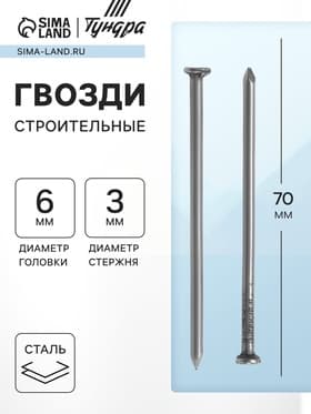 Гвозди ТУНДРА, строительные, ГОСТ 4028-63, без покрытия, 3×70 мм, фасовка 0.2 кг