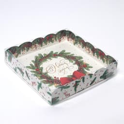 Коробка для кондитерских изделий новогодняя с пластиковой крышкой «С Новым годом», 15×15×3 см