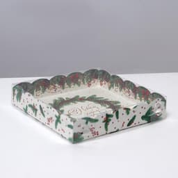 Коробка для кондитерских изделий новогодняя с пластиковой крышкой «С Новым годом», 15×15×3 см