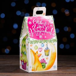 Подарочная новогодняя коробка «Домик зверят», 9.1×7×15.7 см