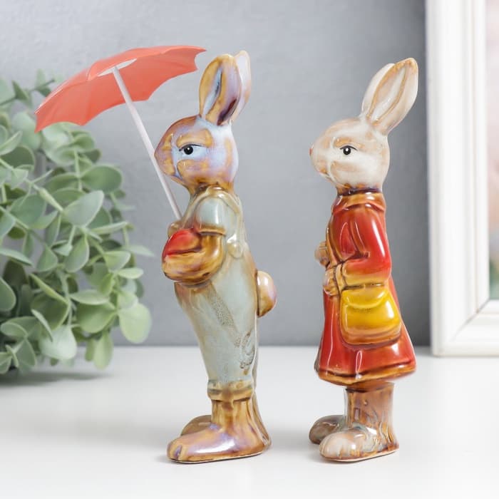 Фигурка керамика «Заюшка - под зонтом», 15.5×4.5×5 см, МИКС