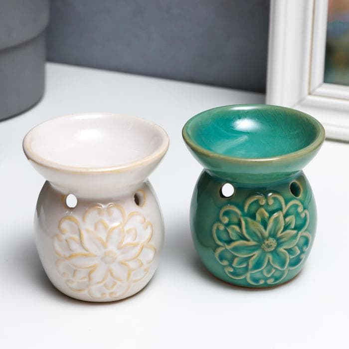 Аромалампа для эфирных масел «Цветок и завитки», керамика, 7.5×7×7 см, МИКС