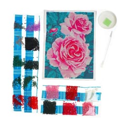 Алмазная мозаика с полным заполнением на холсте «Розы на кусте», 15×21 см