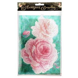 Алмазная мозаика с полным заполнением на холсте «Розы на кусте», 15×21 см