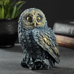 Фигурка гипс «Сова на пеньке», серо-голубой, 10×9×14.5 см, МИКС