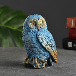 Фигурка гипс «Сова на пеньке», серо-голубой, 10×9×14.5 см, МИКС