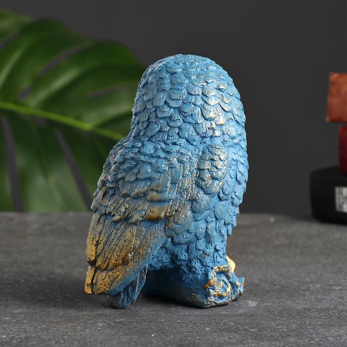 Фигурка гипс «Сова на пеньке», серо-голубой, 10×9×14.5 см, МИКС