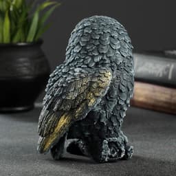 Фигурка гипс «Сова на пеньке», серо-голубой, 10×9×14.5 см, МИКС