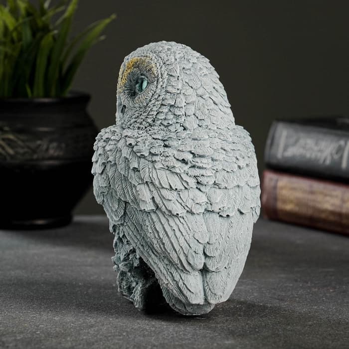 Фигурка гипс «Сова на пеньке», серо-голубой, 10×9×14.5 см, МИКС