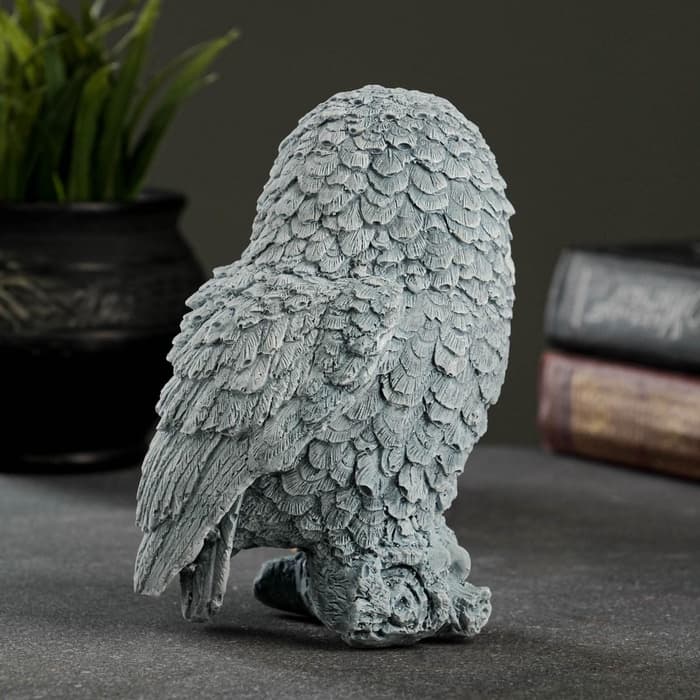 Фигурка гипс «Сова на пеньке», серо-голубой, 10×9×14.5 см, МИКС