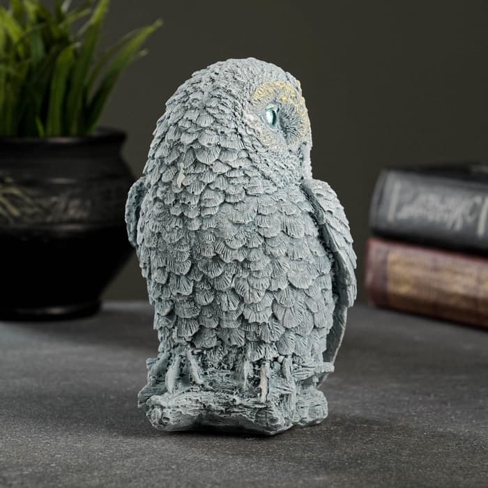 Фигурка гипс «Сова на пеньке», серо-голубой, 10×9×14.5 см, МИКС