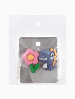 Серьги пластик «Вкусности», динозаврик и цветочек, сине-розовые