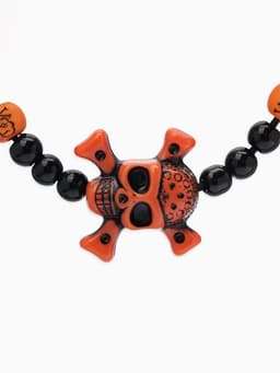 Браслет из бусин «Череп с костями», d=6 см, чёрный, коричневый