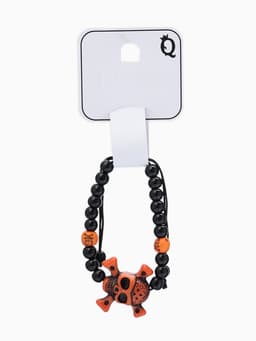 Браслет из бусин «Череп с костями», d=6 см, чёрный, коричневый