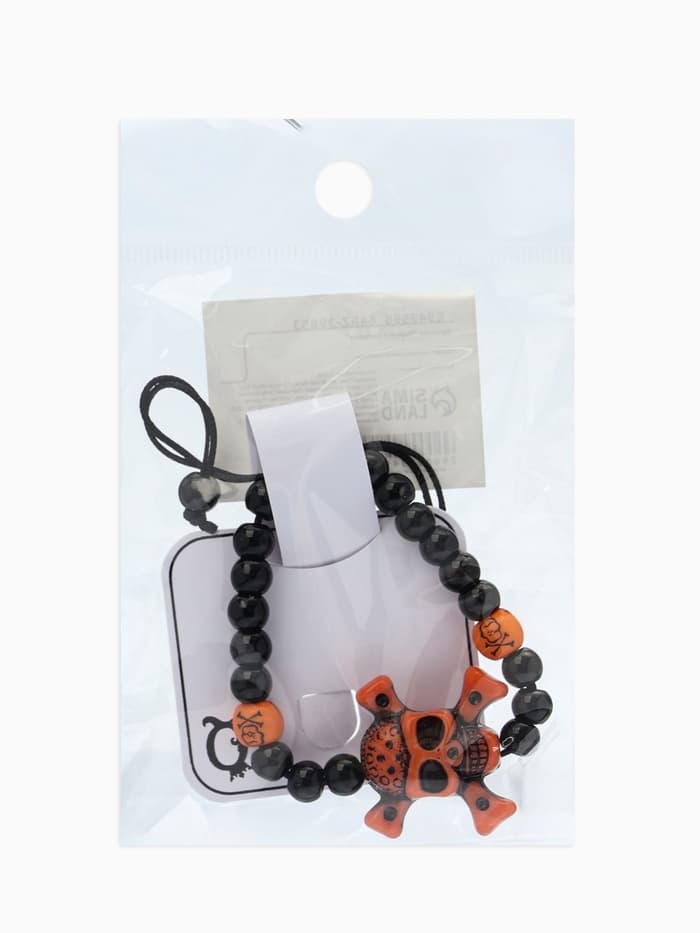 Браслет из бусин «Череп с костями», d=6 см, чёрный, коричневый