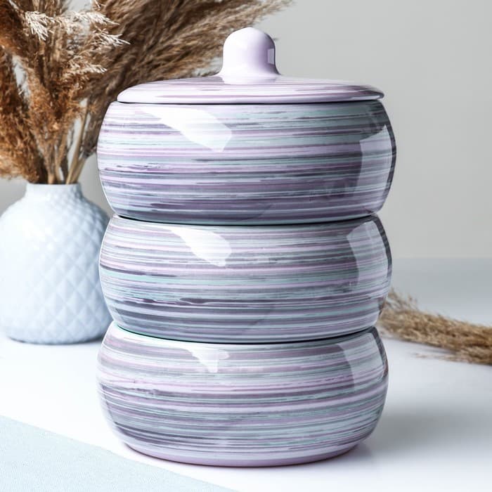 Набор для холодца Борисовская керамика «Лаванда», 900 мл, 16.5×23 см, сиреневый