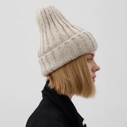 Шапка в рубчик женская с отворотом MINAKU, размер 54-56, бежевая