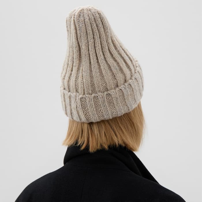 Шапка в рубчик женская с отворотом MINAKU, размер 54-56, бежевая