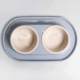 Миска двойная для животных «Мур-мяу», 300 мл, на подставке, пластик, серая