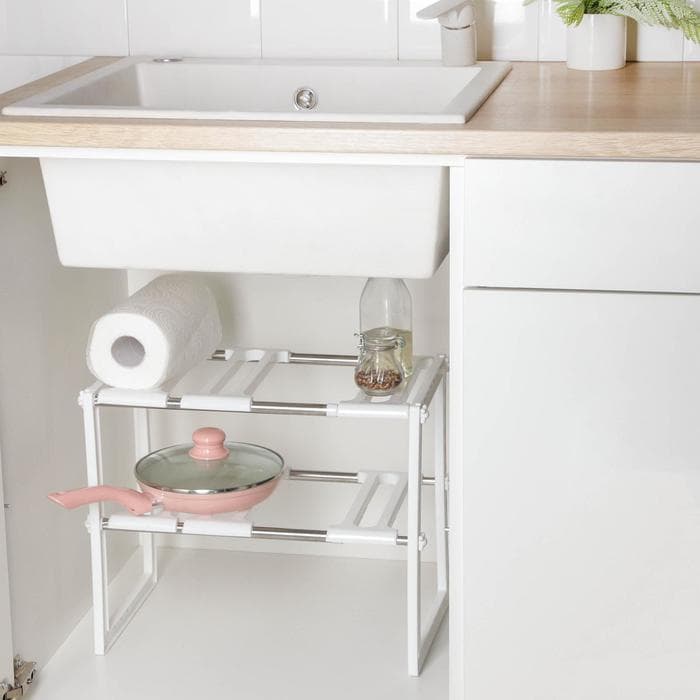 Полка под раковину раздвижная, 26×50(70)×38 см, белая