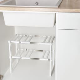 Полка под раковину раздвижная, 26×50(70)×38 см, белая