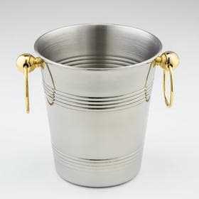 Ведро для льда «Классик», 2.1 л, 20.5×16×17.5 см, золотые ручки, нержавеющая 201 сталь