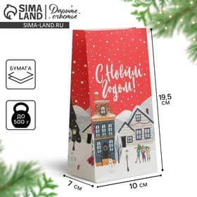 Пакет без ручек новогодний «Новое счастье», 10×19.5×7 см