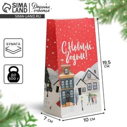 Пакет без ручек новогодний «Новое счастье», 10×19.5×7 см