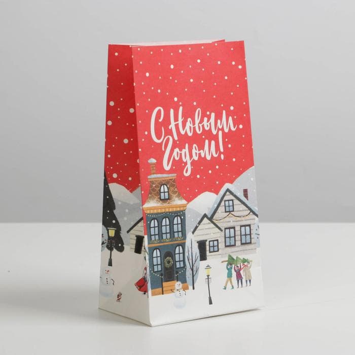 Пакет без ручек новогодний «Новое счастье», 10×19.5×7 см