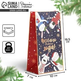 Пакет без ручек «Новогоднее время», 10×19.5×7 см