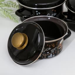 Набор кастрюль эмалированных «Арабика-1», 3 шт.: 1 л, 1.5 л, 2.3 л, индукция, чёрный