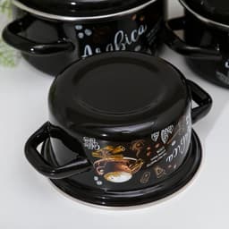 Набор кастрюль эмалированных «Арабика-1», 3 шт.: 1 л, 1.5 л, 2.3 л, индукция, чёрный