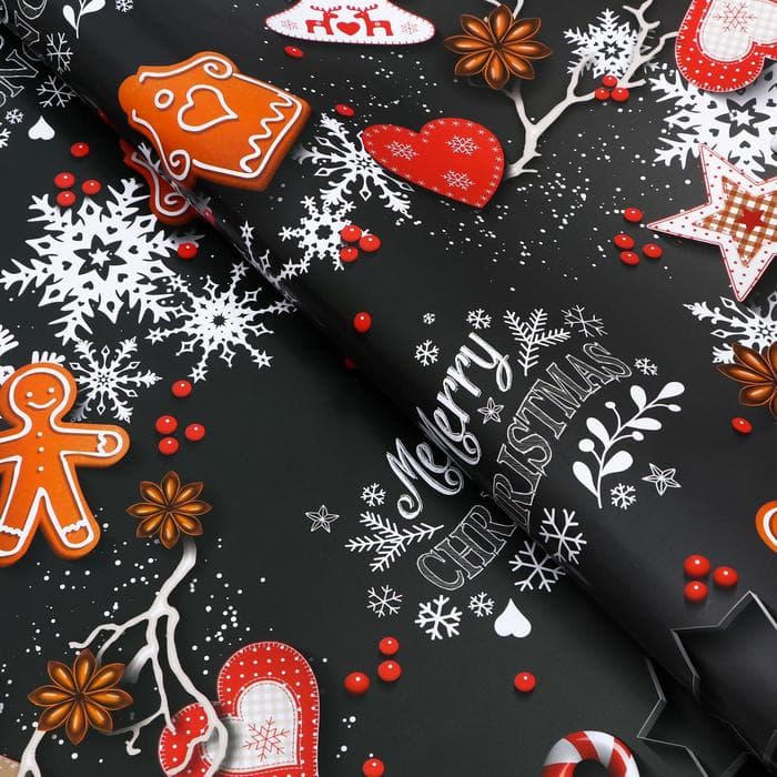 Бумага упаковочная новогодняя глянцевая «Первый снег», 70×100 см, 1 лист