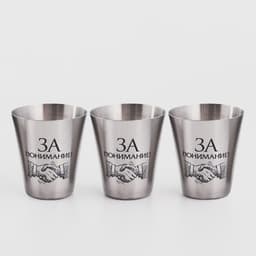 Стопки в чехле «За понимание!»: нержавеющая сталь, набор 3 шт. × 30 мл