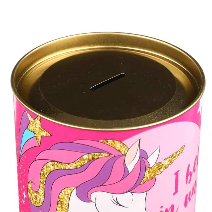 Копилка металлическая, 20.5 см × 12 см × 12 см, XXL «На приключения, развлечения и вкусняшки», Минни и Единорог