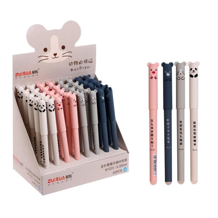 Стираемая ручка, гелевая, синий стержень, узел 0.35 мм, МИКС