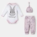 Костюм для девочки (боди, штаны, шапочка) «Крошка Я. Зайчик», рост 80-86 см