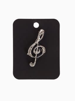 Брошь «Скрипичный ключ» сияние, цвет белый в серебре