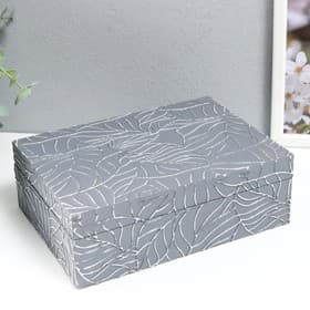 Шкатулка для украшений «Листья на сером», дерево, 7×16.3×22.3 см