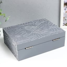 Шкатулка для украшений «Листья на сером», дерево, 7×16.3×22.3 см