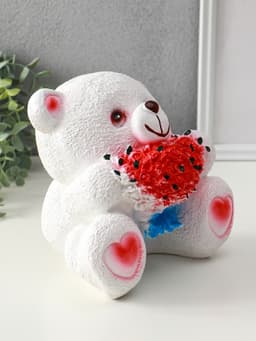 Копилка для денег «Мишка с букетом», гипс, 19×20 см