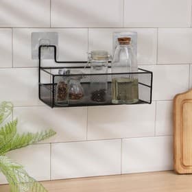 Полка для кухни Доляна, на липучках, 26×13.5×14 см, чёрная