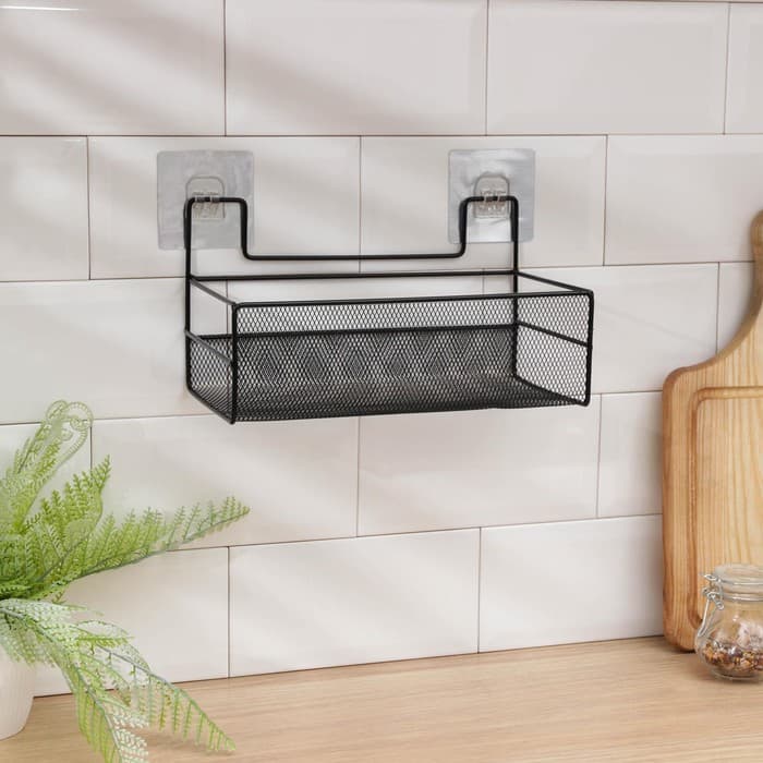 Полка для кухни Доляна, на липучках, 26×13.5×14 см, чёрная