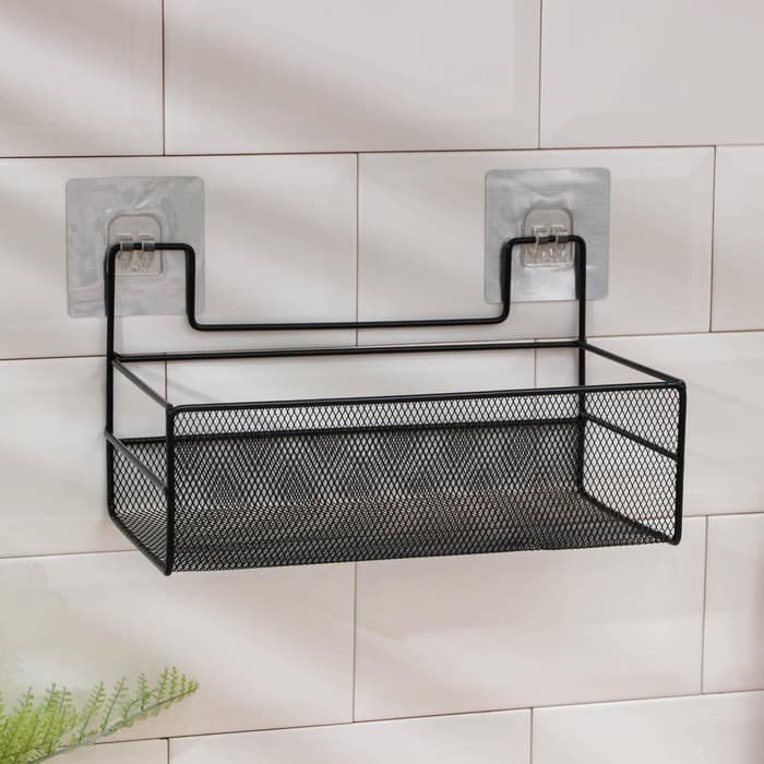 Полка для кухни Доляна, на липучках, 26×13.5×14 см, чёрная