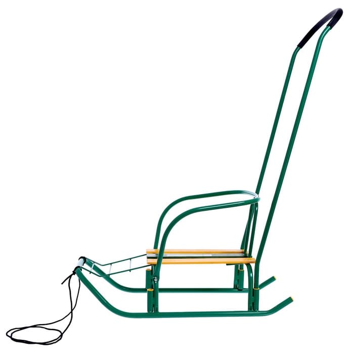 Санки детские «Ветерок 7», с ручкой, цвет зелёный