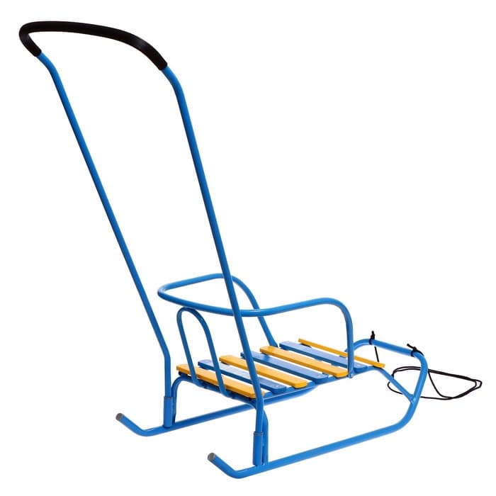 Санки детские «Ветерок 2», с ручкой, цвет голубой