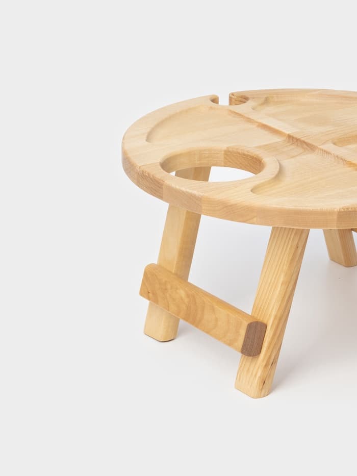 Столик - поднос для вина Adelica, менажница со складными ножками, на 2 персоны, d=32×1.8 см, дерево берёза