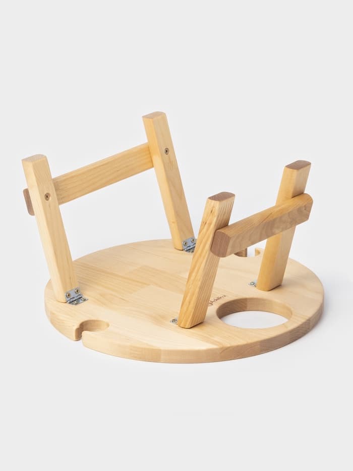 Столик - поднос для вина Adelica, менажница со складными ножками, на 2 персоны, d=32×1.8 см, дерево берёза