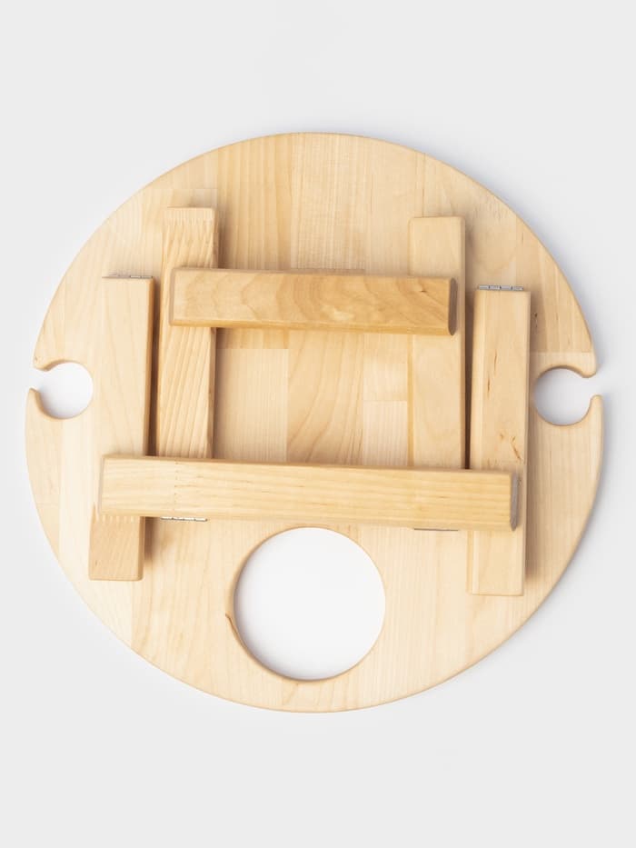 Столик - поднос для вина Adelica, менажница со складными ножками, на 2 персоны, d=32×1.8 см, дерево берёза